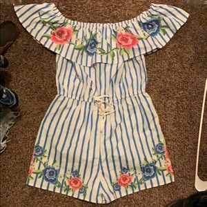Floral striped romper